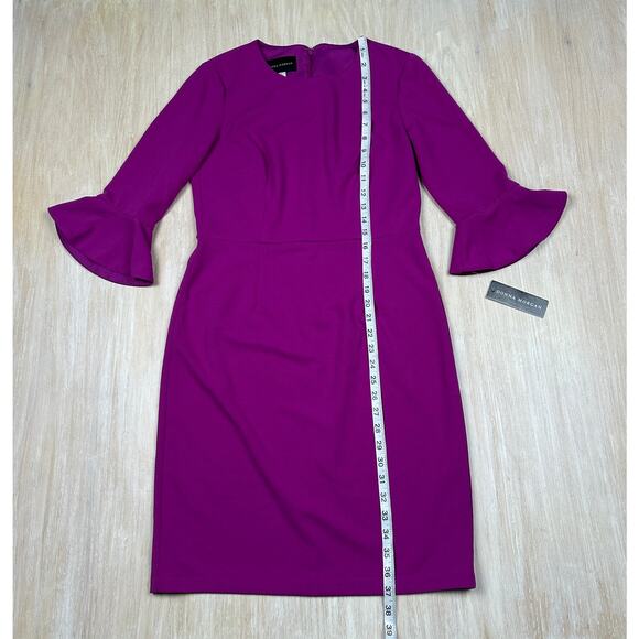 NWT Donna Morgan Fuchsia Bell Sleeve Office Cocktail Vibrant Sheath Dress 8 - Picture 16 of 16